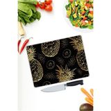 Kiraz Çiçeği Butik Ananas Desenli | Cam Kesme Tahtası | 25 x 35 cm