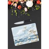 Kiraz Çiçeği Butik Beyaz Çiçekler | Cam Kesme Tahtası | 25 x 35 cm