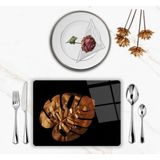 Kiraz Çiçeği Butik Özel Tasarım Cam Baskılı Gold Yaprak Supla - Siyah - 30 x 45 cm