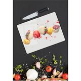 Kiraz Çiçeği Butik Renkli Kurabiyeler Cam Kesme Tahtası 25 x 35 cm