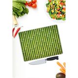Kiraz Çiçeği Butik Yeşil Çubuklar Cam Kesme Tahtası 25 x 35 cm
