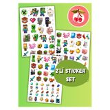 Kiraz Craft Minecraft Temalı 2'li Sticker Seti – 140+ Adet Karakter, Eşya ve Macera Stickerı | A5 Boyut