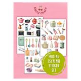 Kiraz Craft Vintage Mutfak Sticker Seti – Laptop, Defter, Tablet ve Ajanda İçin Retro Kitchen & Pastel Mutfak Eşyaları Stickerları