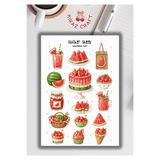 Kiraz Craft Watermelon Vibes™ Kawaii Summer Sticker Seti | Çilek, Karpuz, Tatlı & Cottagecore Estetik Planner Sticker Koleksiyonu