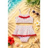 Kiraz Desenli Baskılı Kız Çocuk Mayo Bikini Takım