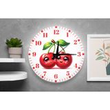 Kiraz Desenli Duvar Saati – Çocuk Odası Dekoratif Sessiz Mekanizma 40CM - Kırmızı - Beyaz