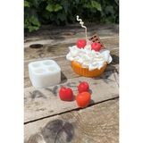 Kiraz Dörtlü Mum Kalıbı (Silikon) (2,5 x 2 x 1,8 Cm) (Küçük Süsleme Kalıbı) 1 Adet - Çok Renkli