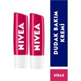 Kiraz Renkli Nemlendirici Dudak Bakım Kremi Ve Parlatıcısı 4.8gr, Hafif Kırmızı Işıltı, X2 Adet