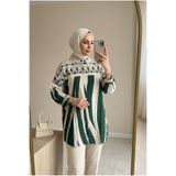 Kirazca Butik Kadın Desenli Oversize Tesettür Tunik Rahat Kalıp 80/85 cm