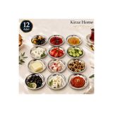 KİRAZHOME 12 Adet 12 Cm Mini Paslanmaz Yuvarlak Kahvaltılık Çerezlik Mezelik Sunumluk Tabak Seti