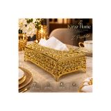 KİRAZHOME Lüx Z Peçetelik Gold Renk Metal Çiçek Motifli Dekoratif Peçetelik- Havluluk