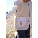 Kirazkids Şeftali Nakışlı Teddy Krem Bebek Çocuk Yeleği