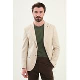 Kırçıllı Bej Slim Fit Mono Yaka Keten Erkek Ceket - 58