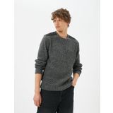 Kırçıllı Kazak Slim Fit Dokulu Bisiklet Yaka Omuz Detaylı