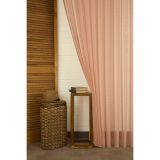 Kırçıllı Keten Sık Pile Tül Perde, Mercan Rengi, 250X260