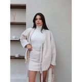 Kırçıllı Kısa Kaşe Etek - Taş