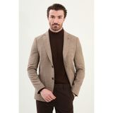 Kırçıllı Slim Fit Torba Cep Mono Yaka Erkek Ceket - Bej - 48