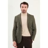 Kırçıllı Slim Fit Torba Cep Mono Yaka Erkek Ceket - Haki - 54
