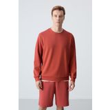 Kiremit Basic O Yaka Rahat Form Erkek Sweatshirt - 88053