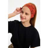 Kiremit Kiz Pamuklu Penye, Kaymaz, Terletmez, Ultra Hafif, Esnek Panda Desenli Sac Bandi Bandana