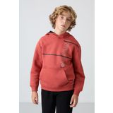 Kiremit Pamuklu Kalın İçi Tüylü Yumuşak Dokulu Standart Fit Baskılı Erkek Çocuk Sweatshirt - 11239