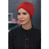 Kiremit Pratik Hazır Geçmeli Tesettür Bone Sandy Kumaş Taçlı Büzgülü 1208_05