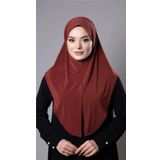 Kiremit Pratik Hazır Geçmeli Tesettür Eşarp Sandy Kumaş Yırtmaçlı Düz Hijab 2310_05