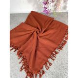 Kiremit Püsküllü Yazma Eşarp – Pamuklu, Şık ve Rahat Kullanım - 100 x 100 cm