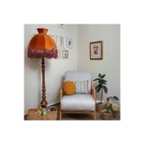 Kiremit Renk Kadife Lambader Kahve Ahşap Ayak Vintage 50x170cm Lm01300 Kiremit