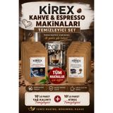 KİREX Kahve Espresso Makinası Temizleyici Set | Kireç Çözücü + Kahve Yağ Temizleyici Toz 2x10 paket