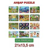 Kiri Ahşap puzzle 24 parçalı 12 li set