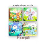 Kiri Ahşap Puzzle 4 Lü Puzzle 9 Parçalı