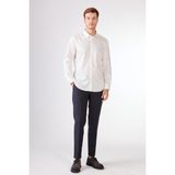 Kırık Beyaz Düz Slim Fit Uzun Kol Erkek Gömlek - 38