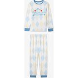 Kırık Beyaz Erkek Çocuk Juggling Baklava Desenli Pijama Takımı - 3 - 4 Yaş