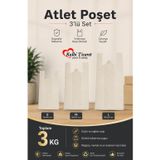 Kırık Beyaz Kalın Poşet 3'Lü Set (Küçük, Orta, Büyük)3 Kg Market Manav Poşeti Hışır Atlet Poşet Çöp Poşeti