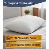 Kiril Home Premium %100 Pamuk Yüzeyli 2'li Sıvı, Ter Geçirmez, Ses Yapmaz, Yastık Koruyucu Yastık Alezi - 50 x 70 cm - Beyaz