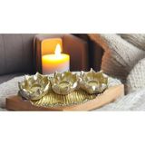 Kırılmaz Polyester,3Lü Mumluk Sarı Renk Biblo