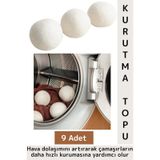 Kırışıklık Azaltan Hızlı Kuruma Sürtünme Engelleyen Çamaşır Makinesi Pratik Yün Kurutma Topu 9 Adet Çok Renkli