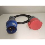 Kırkdabir Cee Norm 3/32A Uzatma Priz ve 5/16A Fişli 3x2,5mm Kauçuk H05RR-F Adaptör Kablo - 1,5 metre