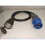Kırkdabir Kauçuk Ups Kapaklı Priz ve Cee Norm 3/16A Fişli 3x2,5mm Ttr H05VV-F Adaptör Kablo - 50 cm