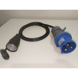Kırkdabir Kauçuk Ups Kapaklı Priz ve Cee Norm 3/32A Fişli 3x2,5mm Ttr H05VV-F Adaptör Kablo - 1,5 m
