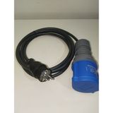 Kırkdabir Şarjlı Araç ve Üniteler Için 3x2,5mm Ttr (H05VV-F) Seyyar Adaptör Kablo - Bemis Kauçuk Ups Topraklı Monofaze Fiş & 3/32A Cee Norm Uzatma Priz - Siyah / Mavi Renk - 5 metre