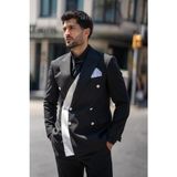 Kırlangıç Yaka Özel Tasarım Slim Fit Takım Elbise - 56 - Siyah