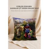 KIRLENT EV Goblen Dokuma Kadınlar Çit Desen Kırlent Kılıf