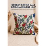 KIRLENT EV Goblen Kırmızı Lale Dokuma Kırlent Kılıf