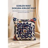 KIRLENT EV Goblen Mavi Dokuma Kırlent Kılıf