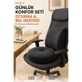 KIRLENT EV Ortopedik Visco Bel Destek Minderi ve Oturma Simidi Minderi Seti - Araç Ofis Koltuk Takımı