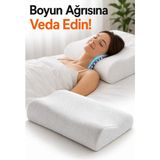 Kırlent Ev Visco Ortopedik Boyun Destekli Yastık - Boyun Düzleşmesi ve Fıtık Karşıtı Medikal Uyku ve Güzellik Yastığı - 60 x 40 x 12 cm - Beyaz