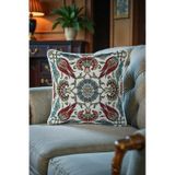 Kırlent Kılıfı Goblen Dokuma Kumaş - 45x45cm Çift Taraflı Biyeli Dekoratif Kırlent Kılıfı - Vs-1064 Çok Renkli
