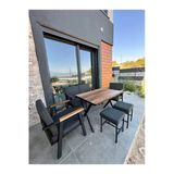 Kırlenta ANTRASİT 2+1+1+MASA +2 ADET PUF BALKON TAKIMI BAHÇE TAKIMI OTURMA GRUBU MASA SETİ BAHÇE TAKIMI